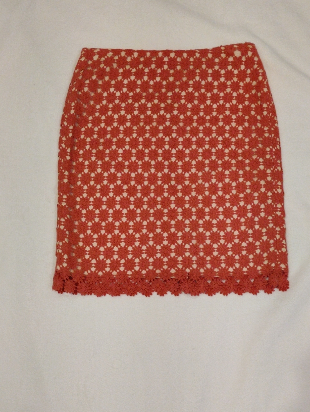 Talbots Coral Crochet Lace Pencil Skirt